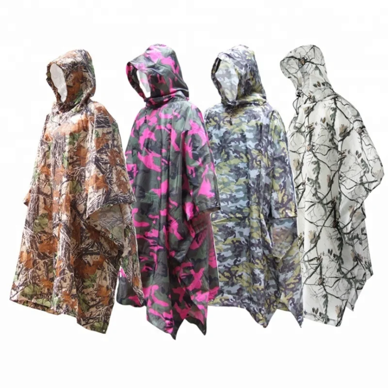 

2019 Trending Versatile Camouflage Outdoor Camping Waterproof Rain Coat Poncho Cloak, Camouflage/pink/snow/dark khaki