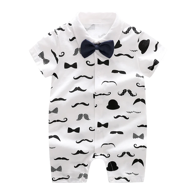 

2019 summer cotton short-sleeved newborn boy one-piece suit birthday party clothes baby boy jumpsuit, Picture