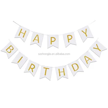 Custom Happy Birthday Banner Birthday Party Banner With Gold
