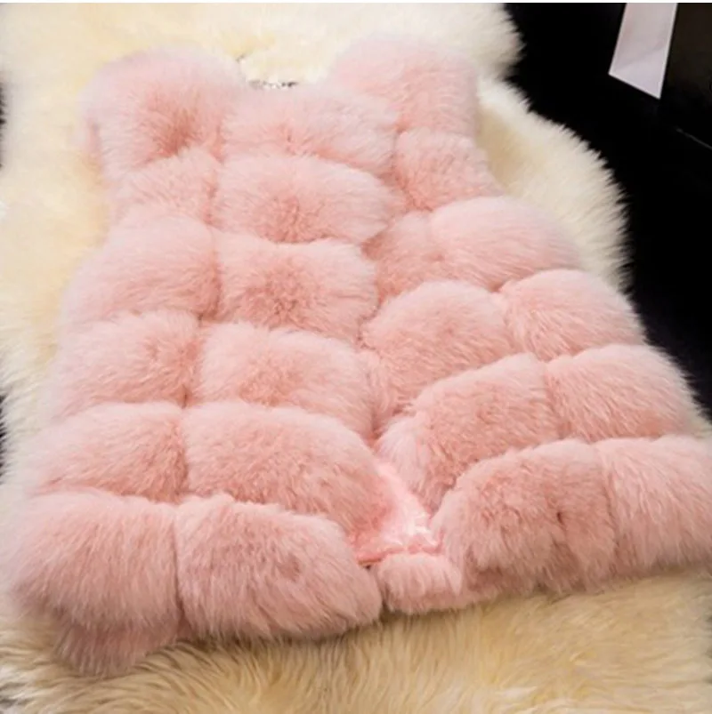 High quality Fur Vest coat Luxury Faux Fox Warm Women Coat Vests Winter Fashion furs Women's Coats Jacket Gilet Veste