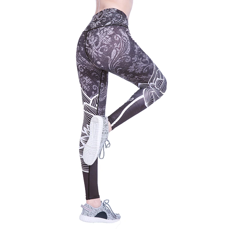 

Women's 3D Digital Printing Jeggings Ladies Lotus Floral Pattern Trousers Workout Leggings Stretch High Waist Push Up Pants, Picture,customized upon request