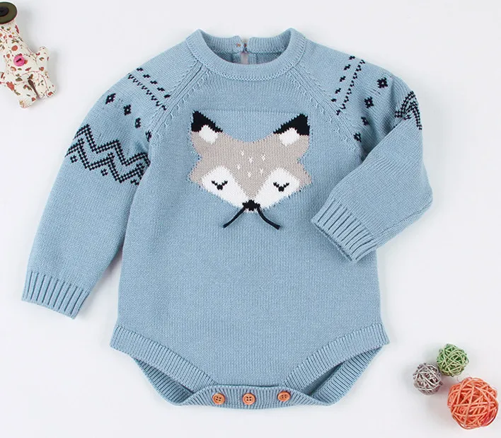 

Wholesale Autumn Baby Clothes Knitted Wool Cute Design Infant Clothing