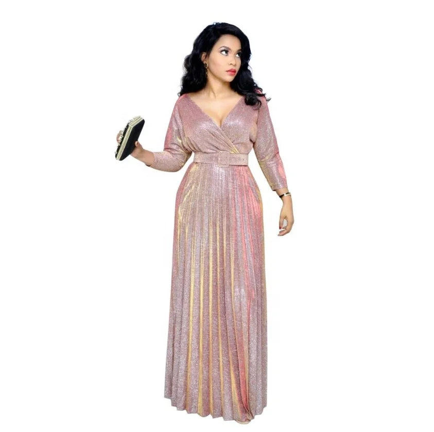 

African plus size ladies dresses pleated dresses evening dresses