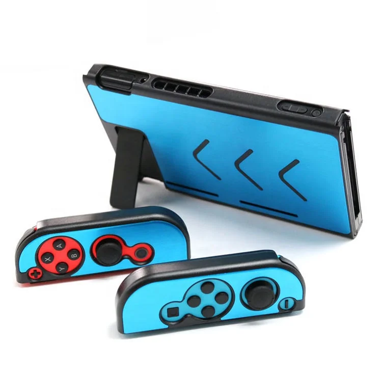 

For Nintendo Switch Console Metal Shell Case Cover Stand, Blue