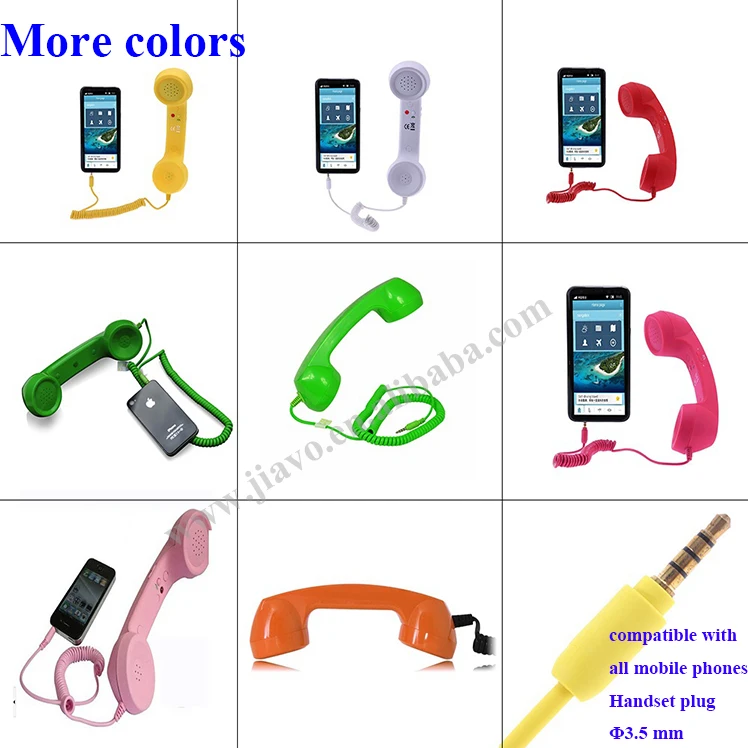 vintage universal cell phone smartphones retro handset black 3.5 mm jack 2 meter cable 