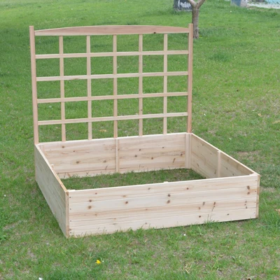 Raised Garden Bed Kit With Trellis Cedar Wood Natural Buy Raised