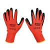 Cheap Black Nitrile Coated Working Gloves / Red Polyester Liner / Safety Work Gloves