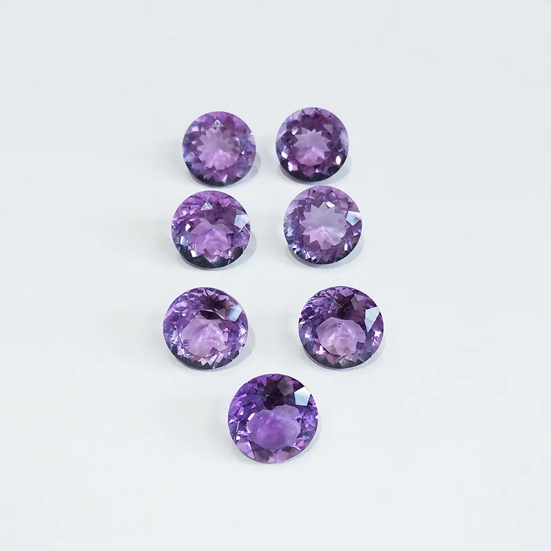 

Natural Gems Loose Gemstone AAA+ Brazil Amethyst using for DIY Jewelry Making and Blank ring for inlay Round Brilliant Cut