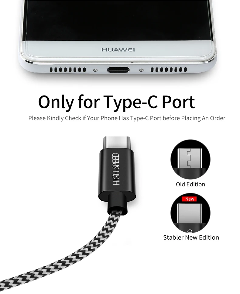 

DUX USB C Cable For Android Nylon USB Type C Fast Data Charger Cable Type-C USBC Charge Cord