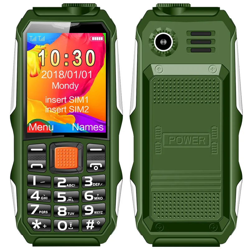 

Waterproof Shockproof Mobile Phone Long Standby Elder Cellphone 4800 Flashlight Cell Phone for H1