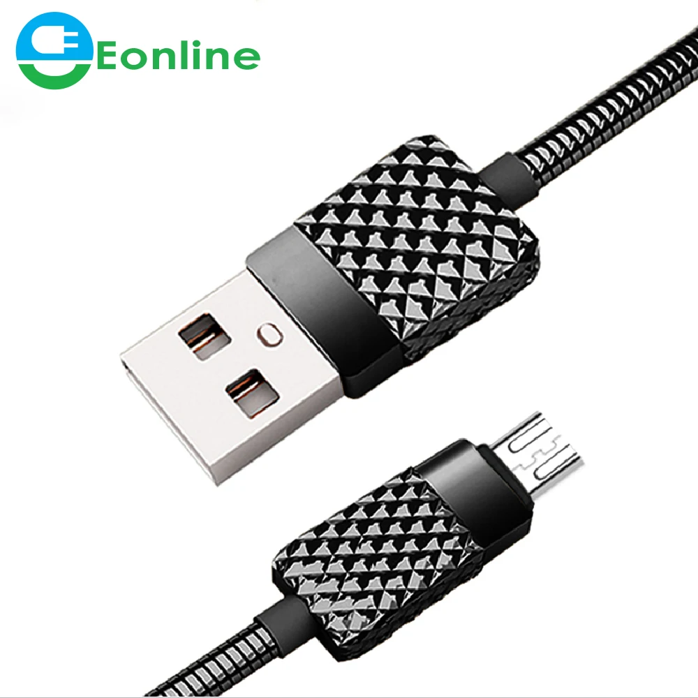 

EONLINE 1M 5V 2.4A Electroplated Aluminum Alloy Spring Micro USB Cable for For Samsung Huawei Xiaomi Mobile Phone, Black , pink , sliver , golden,colorful