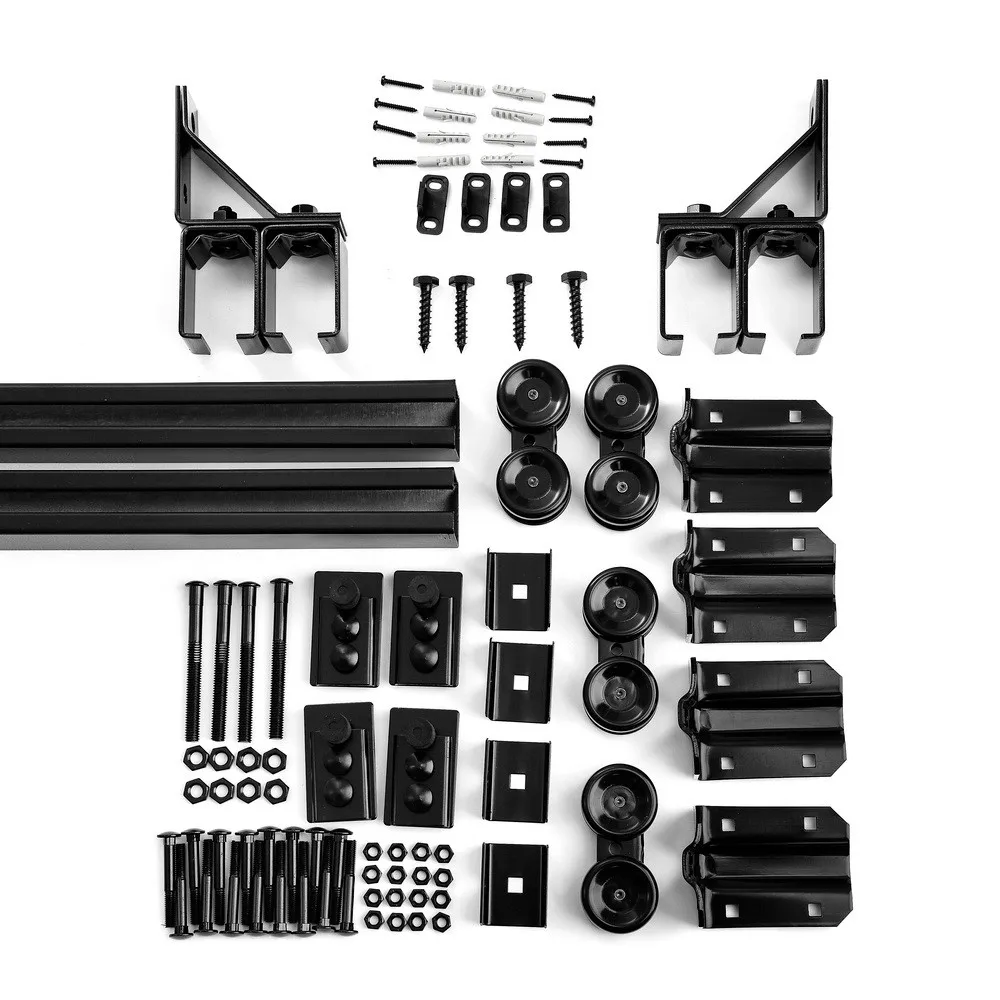 Bypass Heavy Duty Sliding Door Black Box Track Hanger Set For Interior ...