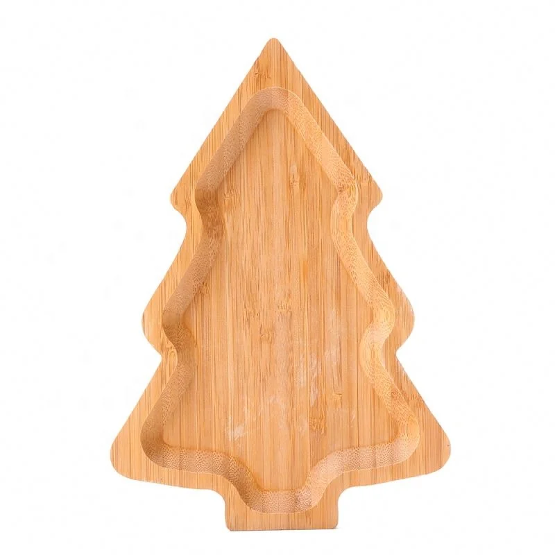 

Durable cheap tree shaped fruit serving tray perfect bamboo fruit tray for christmas, Natural color