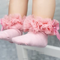 

Newborn Baby Socks Lace Princess Bowknot Infant Socks Ruffled Baby Knitting Cotton Short Warm Socks 0-2 Years