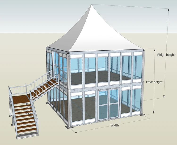 Outdoor Aluminum Structure Double Deck Tent House Building Design