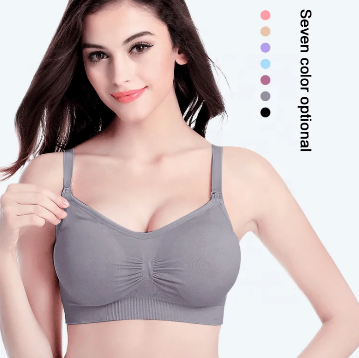 

Lig size breast feeding without steel ring adjustable gathering seamless nursing bra underwear