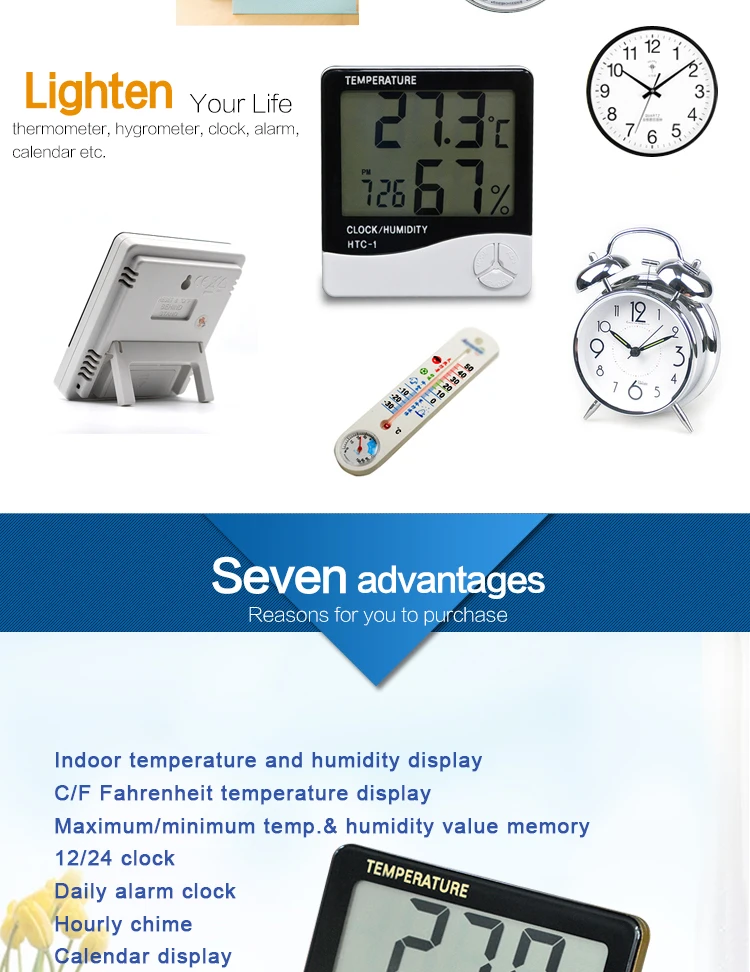 HTC-1 Riters Large digital thermostat temperature sensor lcd display digital thermo hygrometer temperature and humidity