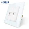 Livolo EU Standard 2 Gangs Wall Telephone and Computer Socket COM+TEL Outlet VL-C791TC-11