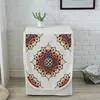 ethnic style OEM printed linen cloth washing machine dust cover with pocket