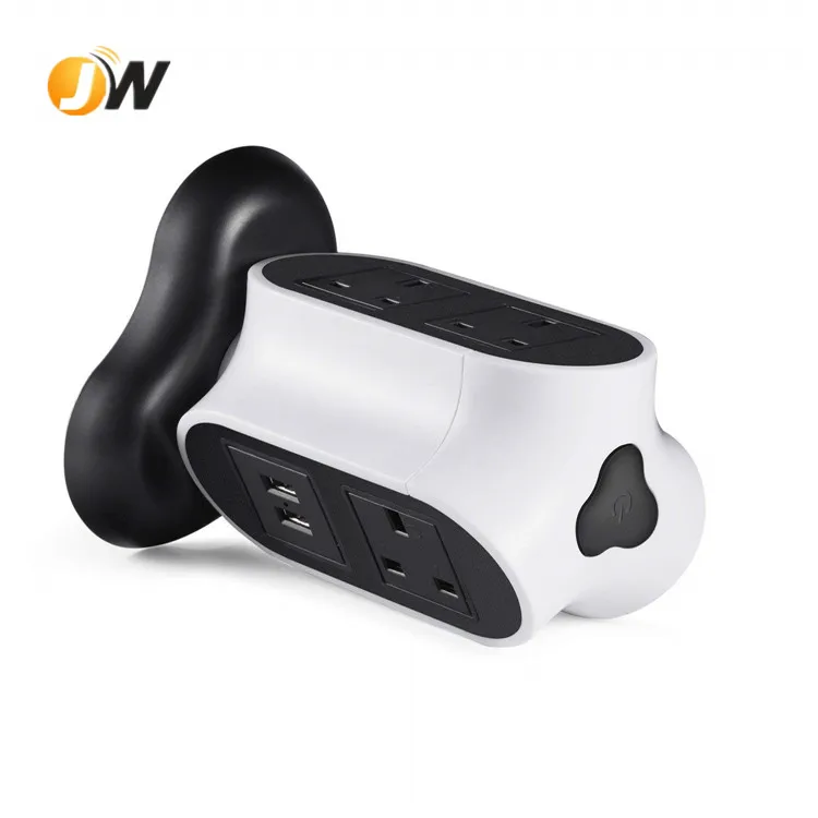 
JW701 Vertical Power Strip Tower Extension Cord - 4 Outlet 4 USB Charging Port, Clover Design 