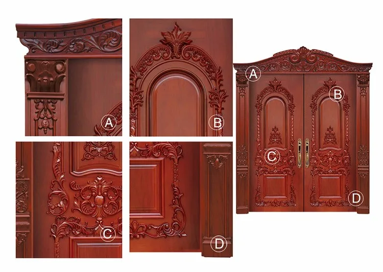 Chic Hand Engraving French Double Doors Exterior Decorative Exterior Doors Cost Of Solid Wood Doors