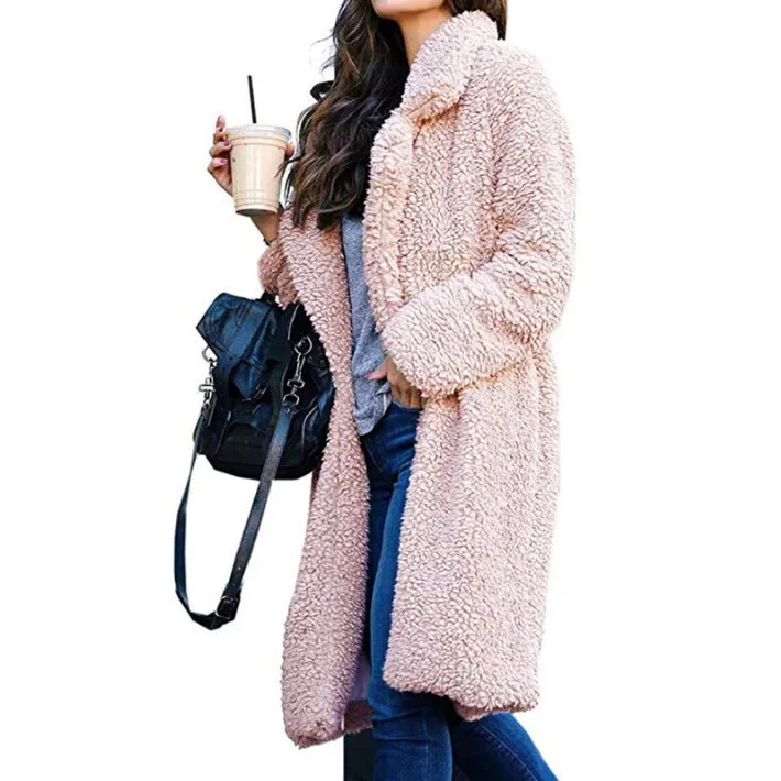 
Wholesale Latest New Fashion Design Women Wool Casual Winter Faux Fur Coat 