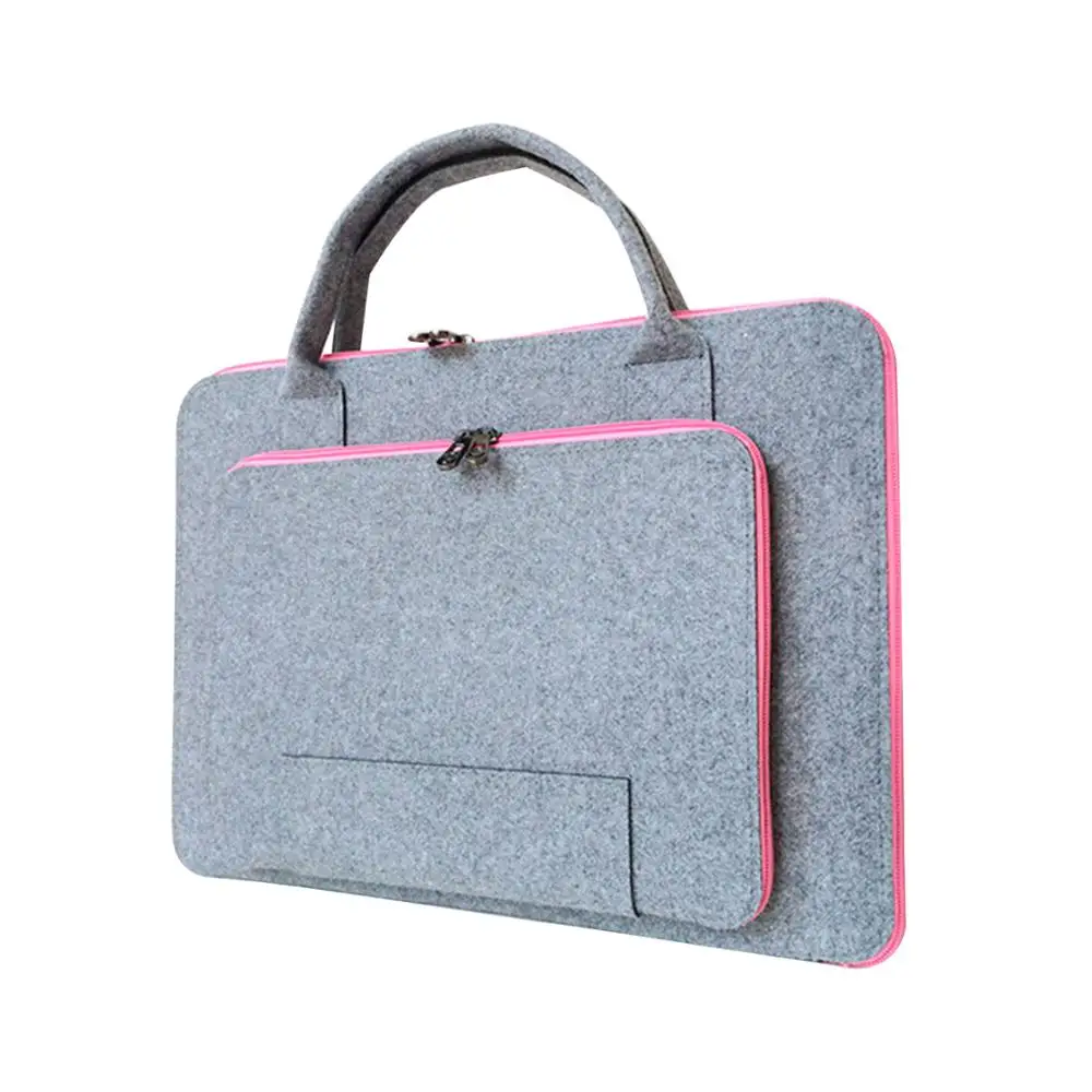 

15.6 Inch Felt Laptop Sleeve Bag with Handle Notebook Computer Case Pouch with Accessories Holder, Black,brown,pink,red,gray