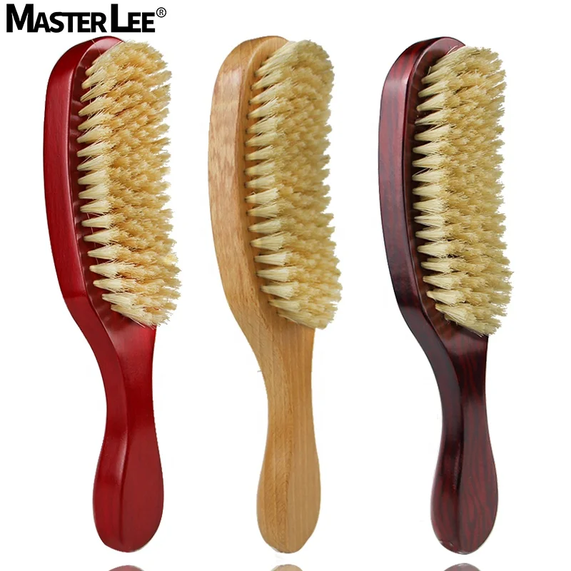 

Masterlee Customized logo wooden beard comb board Bristle hair brush beard brush 360 wave brush, Three color