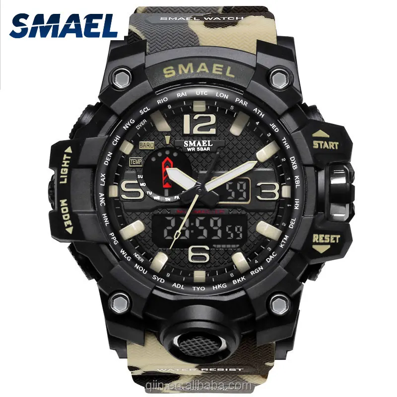 SL1545C SMAEL Brand Men Sports Watches Dual Display Analog Digital LED Electronic Quartz Wristwatches Military Watch relojes