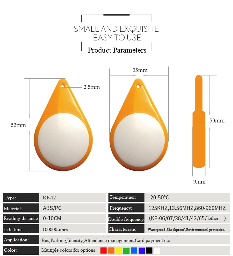 KF-12 Top Type Rfid 125khz id keyfobs for Tracking
