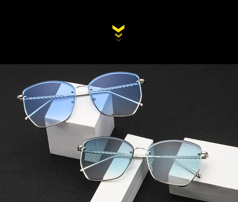 Steampunk Thick Side Metal Sunglasses Hot Gozluk Square Gradient Glasses