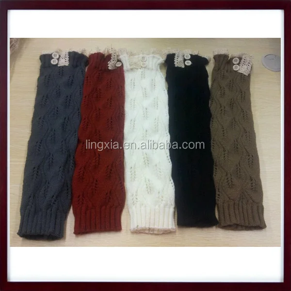 
Acrylic Knee High Women Open Knit Leg Warmers Crochet Lace Adult LegWarmers, Women Knitted Button Wholesale Lace Leg Warmers 