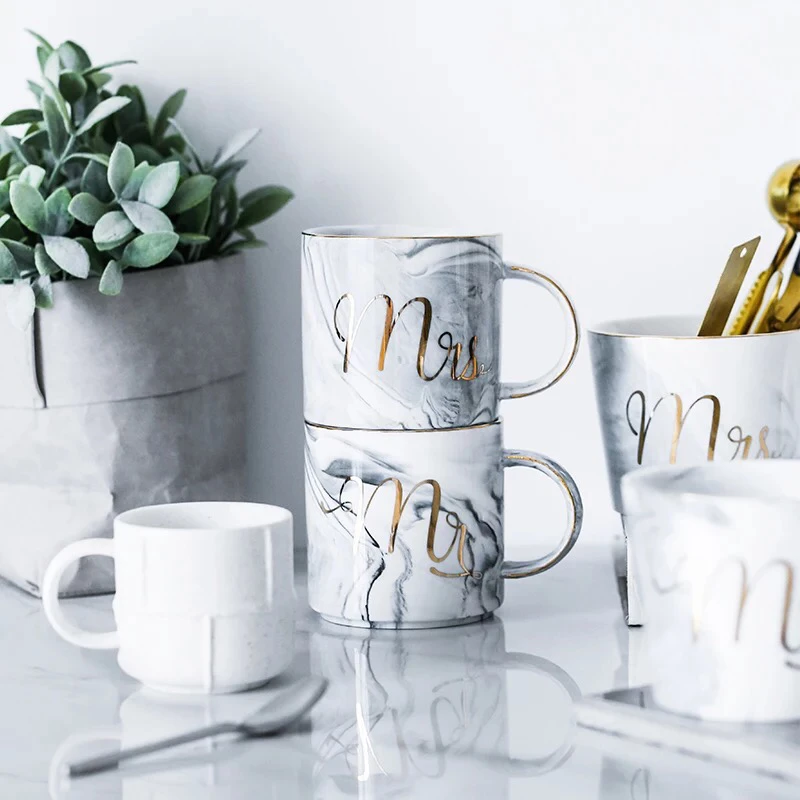 Hotsale hand made decorative custom drinkware wholesale porcelain marble mug 