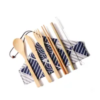 

New Product Ideas Natural Eco-friendly Biodegradable Utensils 7 PCS Great For Party Weddings Dinner Reusable Bamboo Cutlery Set