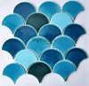 Blues Fish Scale Tile Mosaic Ogee Drop Ceramic Fan Shape Wall Decoration