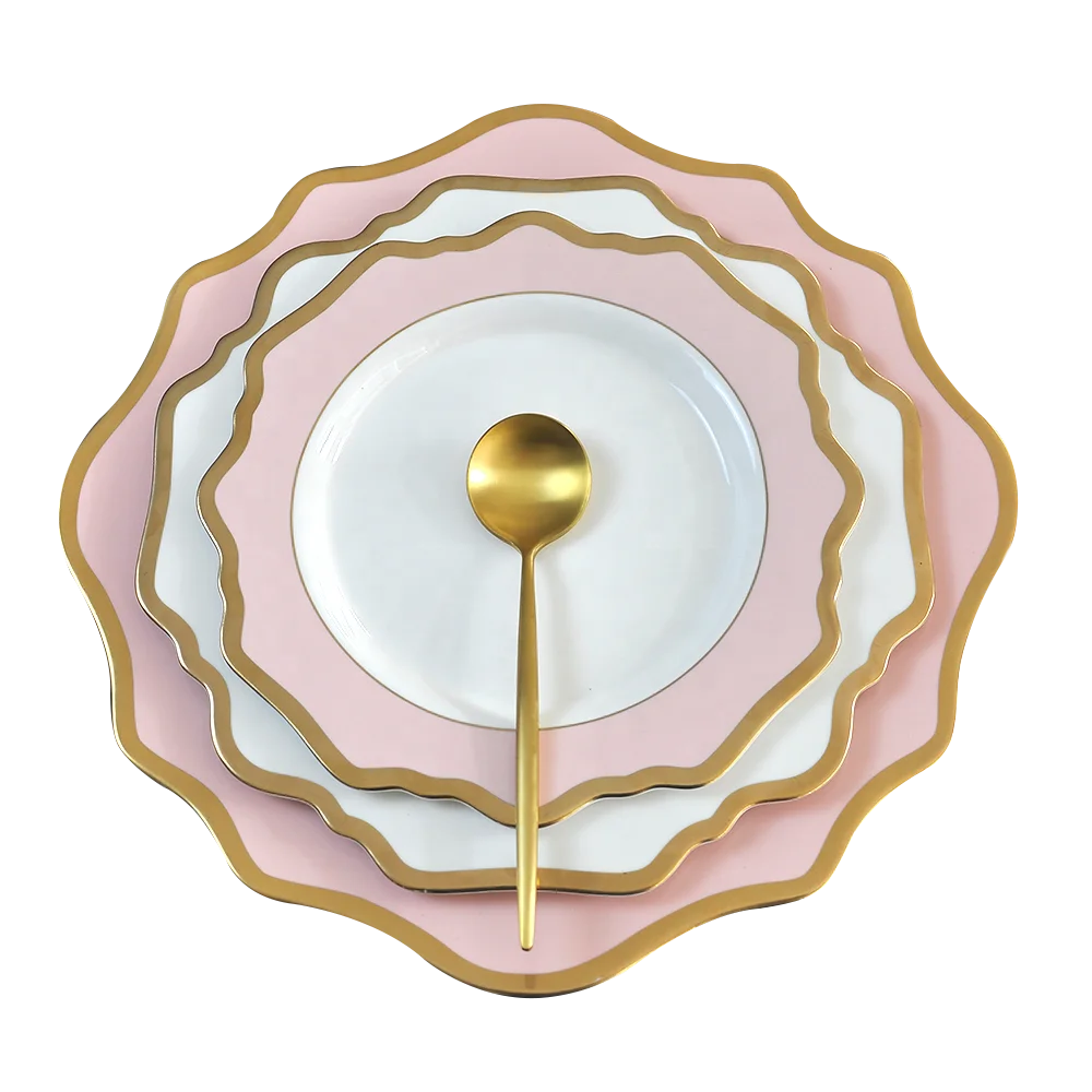 

Luxury porcelain cheap decoration charger plate in antique gold plate