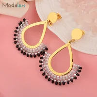 

Modalen Wholesale Big Boho Stainless Steel Woman Water Drop Colorful Earring