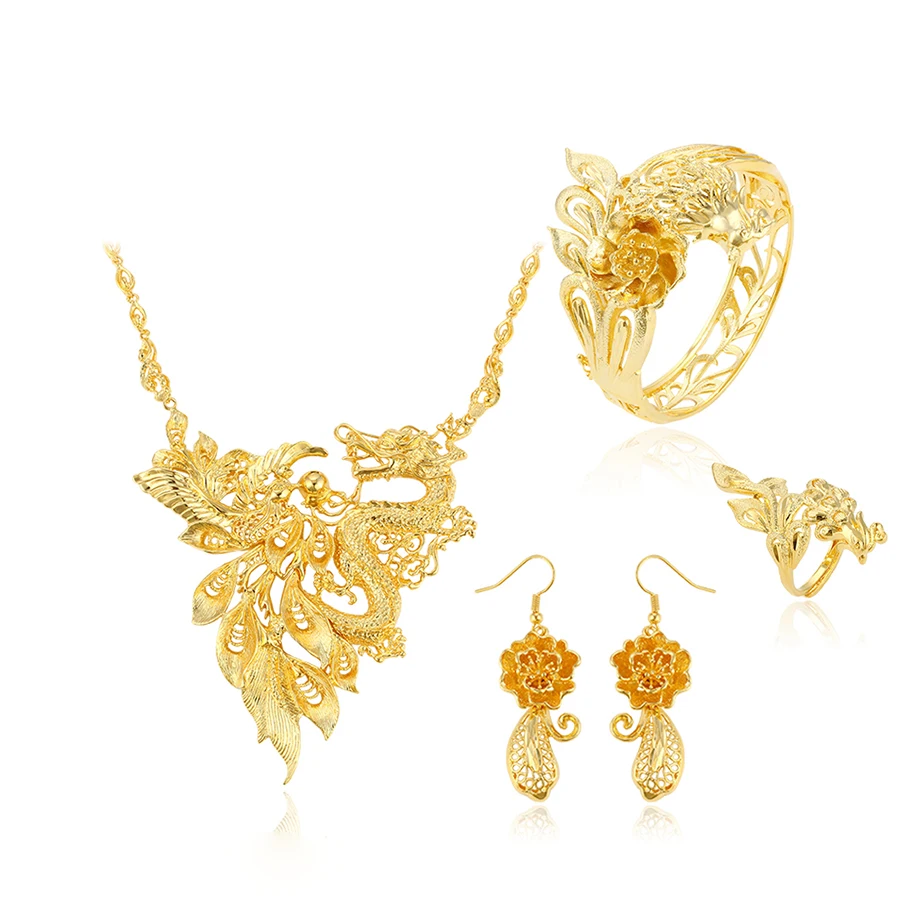 

xuping costume jewelry high quality 24k gold plated wedding jewelry set for women, N/a