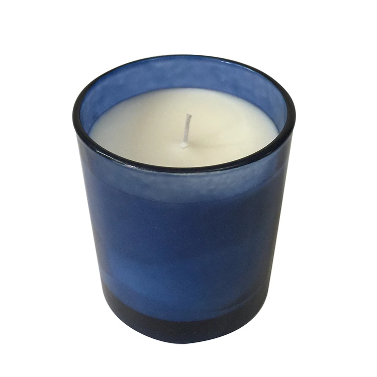 Wholesale Blue Glass Jar Holder Scented Candle With Lid For Decoration