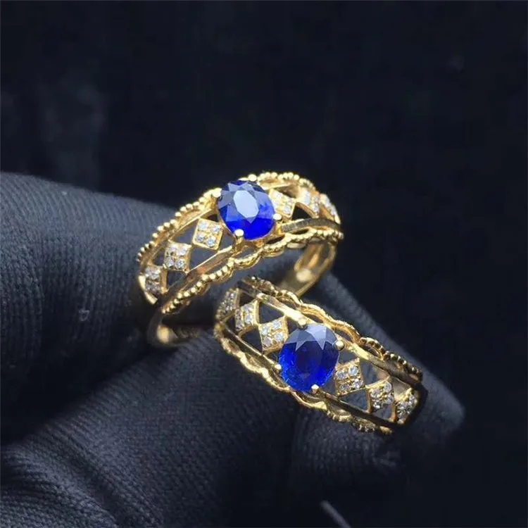 

New Wholesale Price Latest 18K Gold South Africa real diamond natural Sri Lanka sapphire Jewelry For Girls, Blue