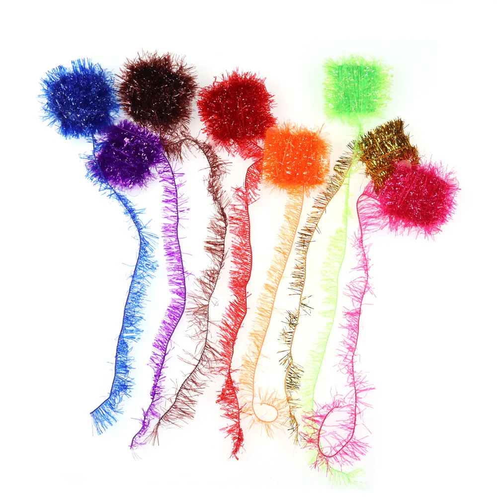 

10mm Fly Tying Crystal Flash Chenile Hackle Flasher for Streamer Egg Salmon Trout Fly Marabou Crappie Jigs Tying Material, Multiple colors