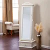 Living Removable Decorative Top Locking Mirrored Cheval Jewelry Armoire