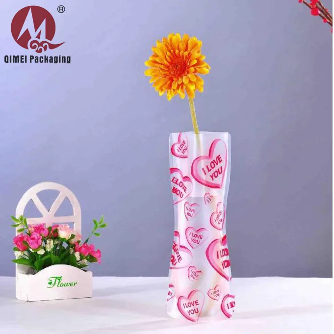 
Wholesale biodegradable foldable stand up small clear plastic flower decor vases 