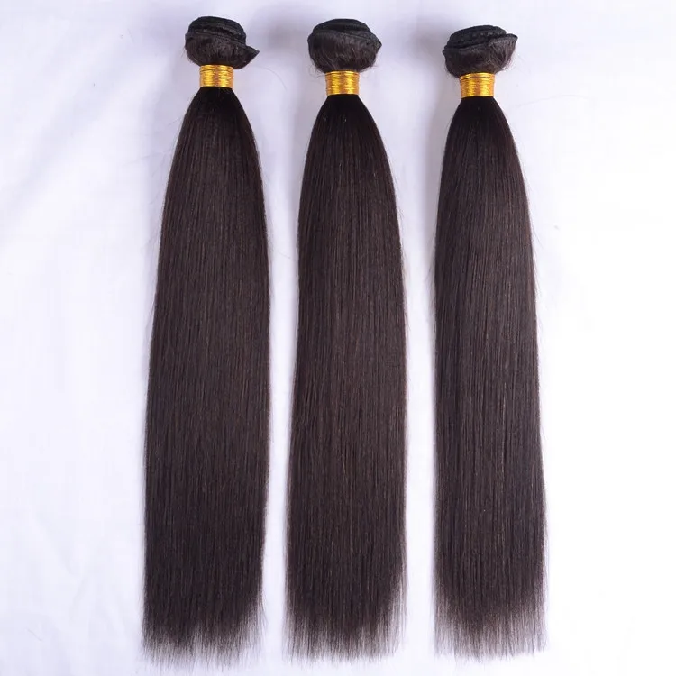 Brazilian Virgin Hair Straight Yaki 3 Pieces/Lot Human Hair Weaves Italian Yaki 10"-30" Natural Black Kinky Straight Hair