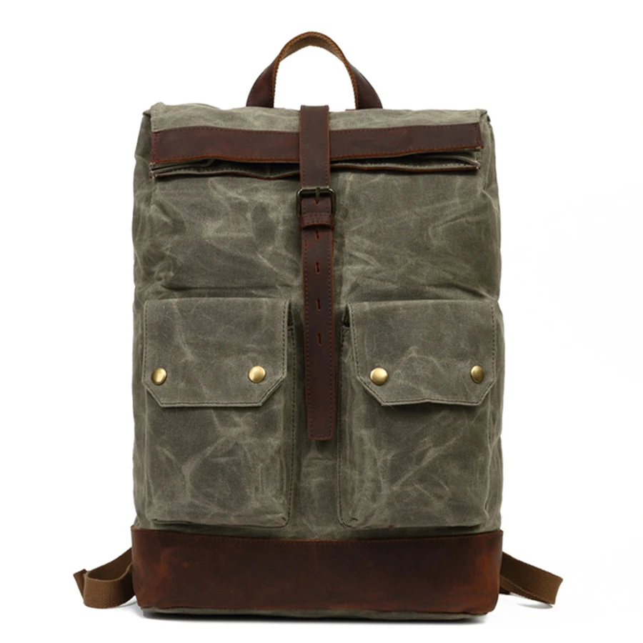 

In Stocks Water Resistant mens fashion large capacity waxed canvas laptop backpack for travel, Customized