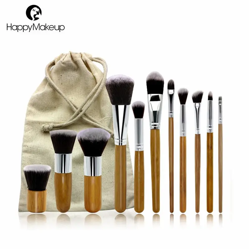 

Low price 11Pcs Makeup Brush Bamboo Handle With Bag