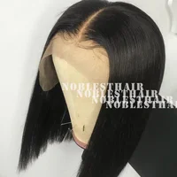 

Solid Natural Black short blunt cut bob HD lace 6'' lace front wigs