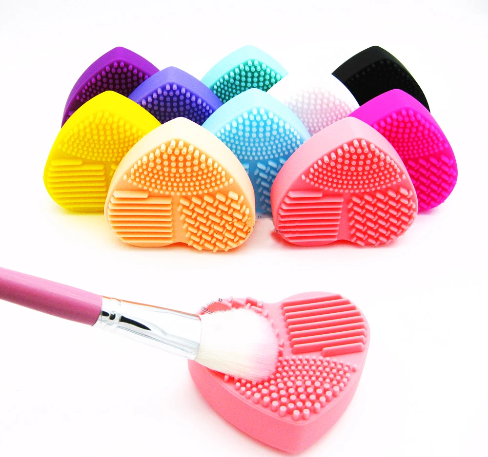 

Beauty Swish Brush Cleaner Sponge Heart Shape Brush Cleaner Best Remove Color Switch Color Silicon Make Up Brush Cleaner, Pink, blue, orange, purple, red