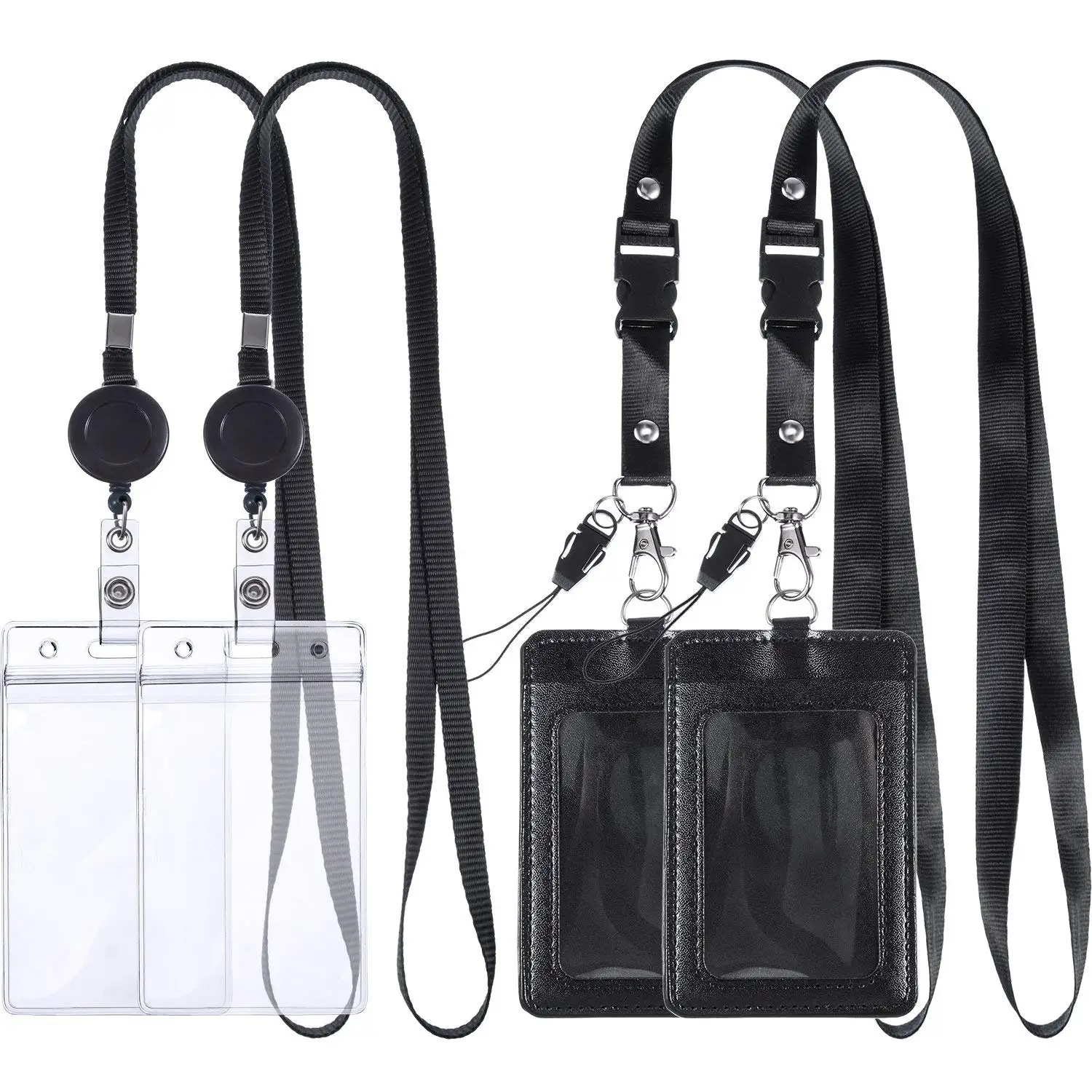 Men's Accessories Leather ID Identification Badge Holder with Leather