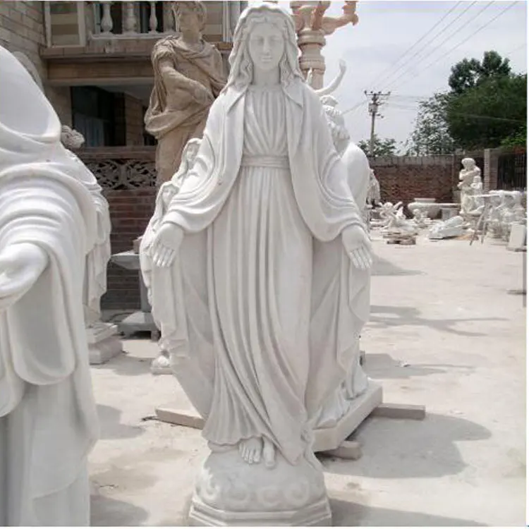 Statue De La Vierge Marie En Marbre Blanc,Taille À La Mode,Décoration